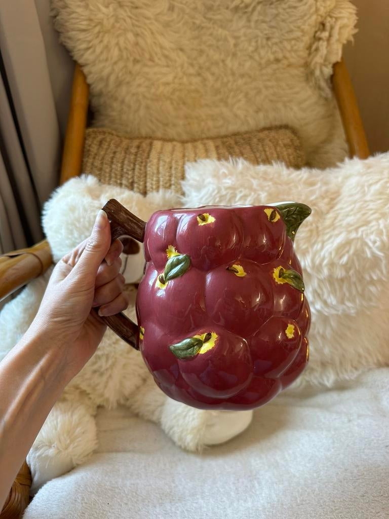 Vintage barbotine kan in de vorm van een tros druiven, Ophalen of Verzenden