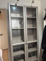 IKEA Grijs beige kast. Glazen ramen met lampen. 201x90, Huis en Inrichting, Ophalen of Verzenden, Zo goed als nieuw, 25 tot 50 cm