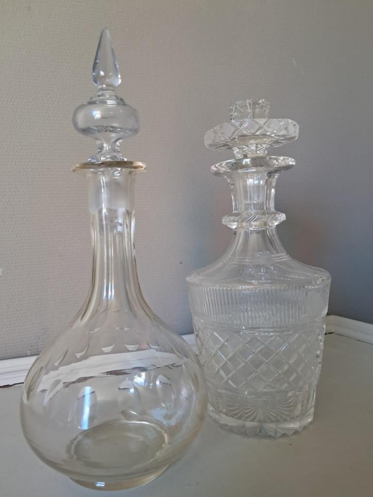Set van 2 antieke karaffen - 28 en 31 cm hoog, Ophalen of Verzenden