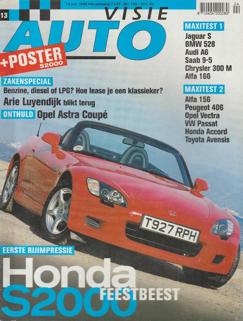 Honda S2000 testen in Autovisie 1999, Boeken, Auto's | Folders en Tijdschriften, Gelezen, Honda, Ophalen of Verzenden, Autovisie