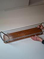 Kapstok vintage hout en chroom, Ophalen, Hout, Wandkapstok, Minder dan 100 cm