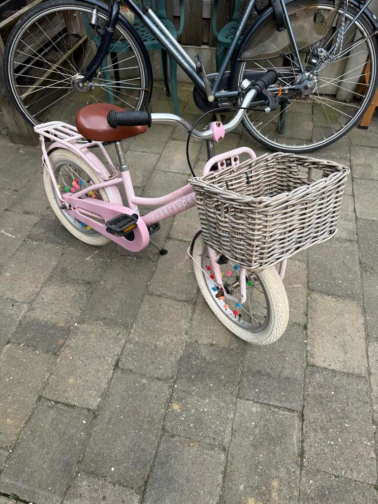 16 inch meisjesfiets met mand, Ophalen, Gebruikt, 16 inch, Handrem