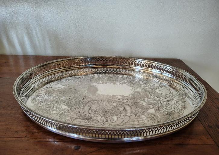 Dienblad, ovaal model verzilverd, vintage, Antiek en Kunst, Antiek | Goud en Zilver, Ophalen of Verzenden