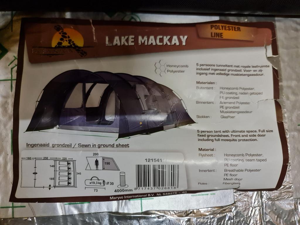 Safarica Lake Mackay tunneltent 5 personen, Caravans en Kamperen, Ophalen of Verzenden, Zo goed als nieuw, Tot en met 5