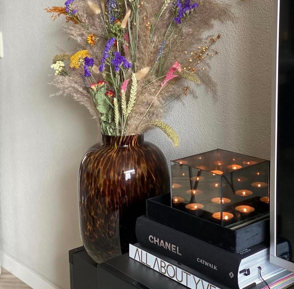 Panter look vaas - Nog erg mooi, Overige kleuren, 50 tot 75 cm, Ophalen of Verzenden, Glas