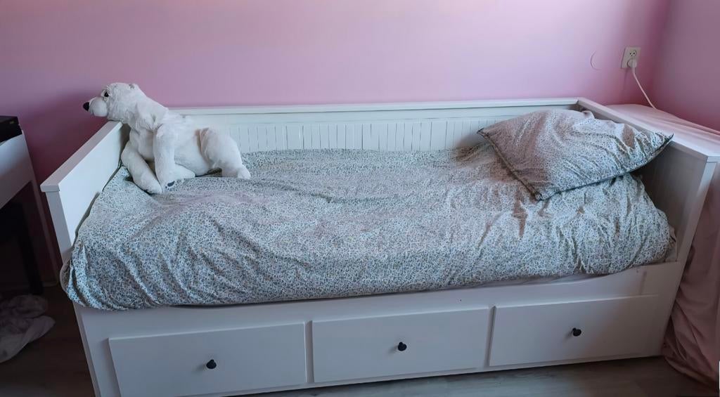 IKEA Hemnes bedbank met 3 lades - Wit, Ophalen, Gebruikt, Eenpersoons, Wit