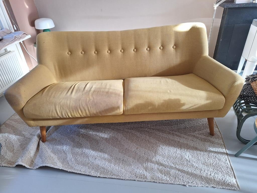 Bank Henley, okergeel. Gratis., Huis en Inrichting, Gebruikt, 150 tot 200 cm, Driepersoons, Ophalen of Verzenden