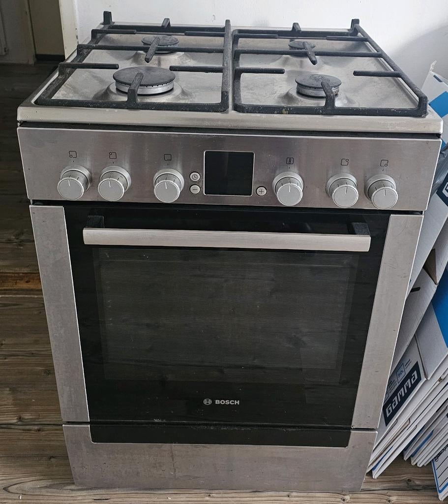 Bosh gasfornuis met elektrische oven, Witgoed en Apparatuur, Fornuizen, Ophalen, 60 cm of meer, 4 kookzones, Zo goed als nieuw