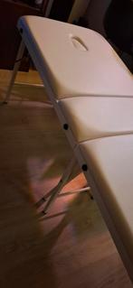 Witte verstelbare massagetafel met tas, Sport en Fitness, Massageproducten, Verzenden, Zo goed als nieuw, Massagetafel