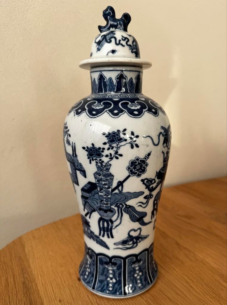 Oude Chinese vaas met deksel, gesigneerd, Ophalen of Verzenden