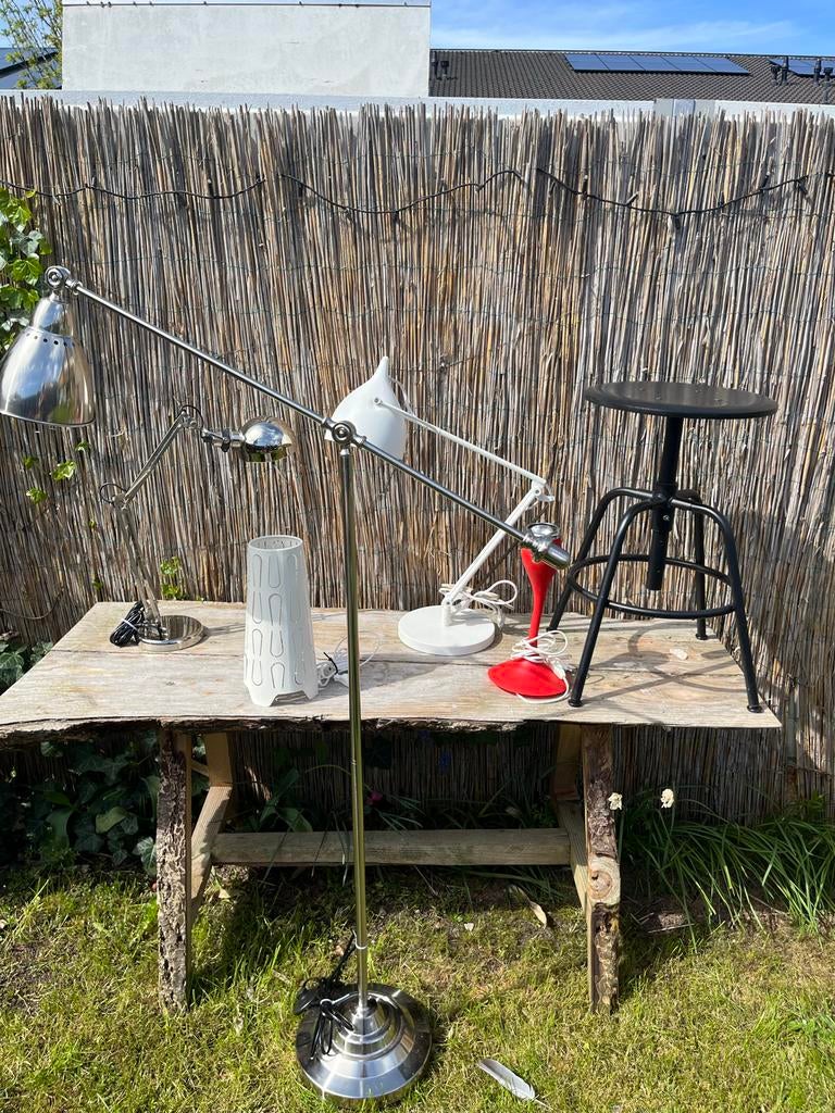 Diverse lampen: vloerlamp, tafellampen, vaas en kruk, Ophalen of Verzenden, Gebruikt
