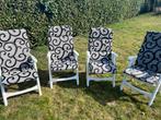 Tuinset  4 tuinstoelen  Allibert wit 4 Texstyle  tuinkussens, Ophalen, Zo goed als nieuw, Kunststof, Verstelbaar