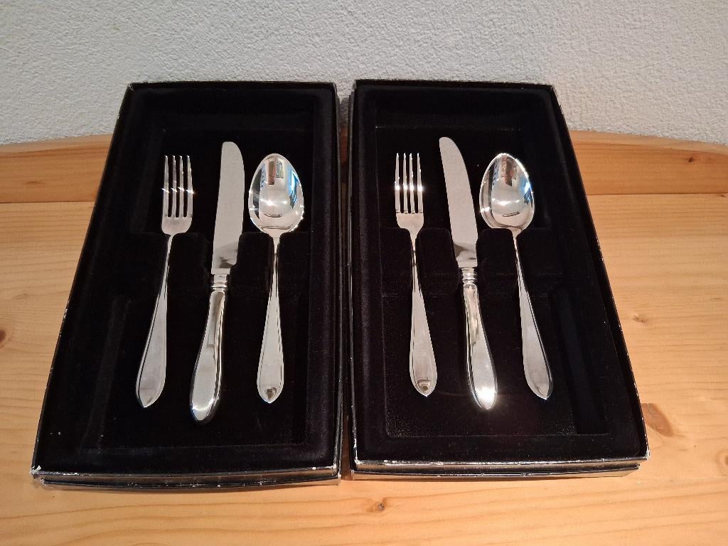 2x Bestekset 3-delig Keltum - Puntfilet - verzilverd 100, Nieuw, Ophalen of Verzenden, Vaatwasserbestendig, Zilver