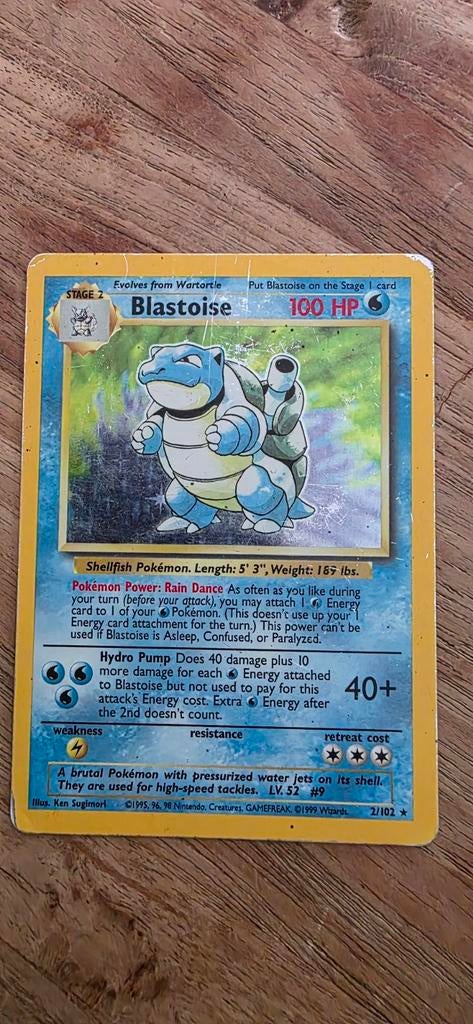 Blastoise Base Set Pokémon kaart, Ophalen of Verzenden, Gebruikt