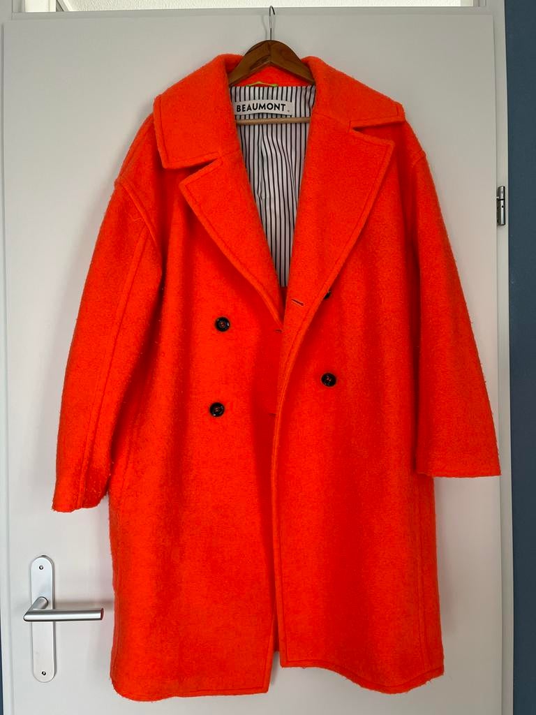 Opvallende oranje jas van Beaumont - Maat 42, Ophalen of Verzenden, Gedragen, Maat 42/44 (L), Oranje