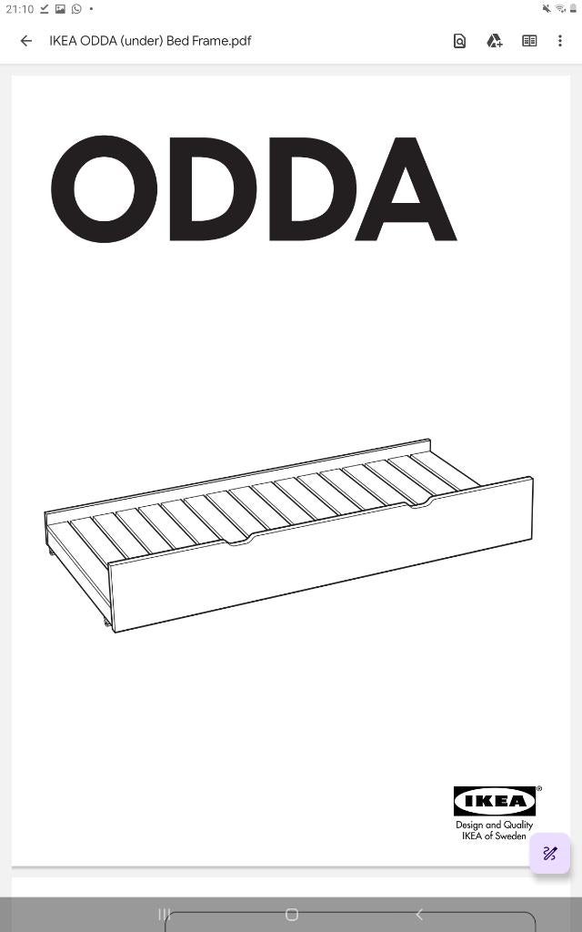 Odda onderschuifbed ikea, Ophalen, Overige materialen, Gebruikt, 90 cm
