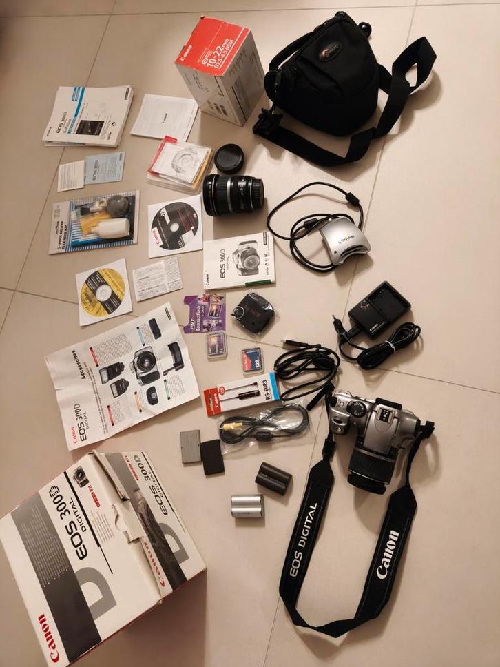 Canon EOS 300D Complete Set 18-55 mm + 10-22 mm Accessoires, Audio, Tv en Foto, Fotocamera's Digitaal, Gebruikt, Spiegelreflex