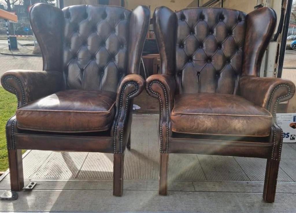 Set Chesterfield oorfauteuils., Huis en Inrichting, Fauteuils, Ophalen, ., ., .