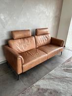 Bruine Lederen 3-zits bank   GRATIS, Ophalen, Gebruikt, Driepersoons, Rechte bank