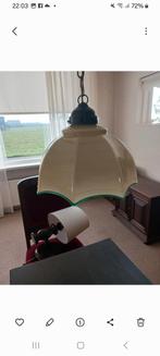 Antiek Plafondlampje met Zwarte Ketting - Crèmekleurig Glas, Ophalen