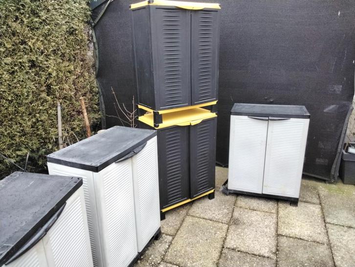 6 Kunststof Opbergkasten - 68x37x85cm, Tuin en Terras, Bergingen en Tuinkasten, Gebruikt, Overige typen, Kunststof, Ophalen