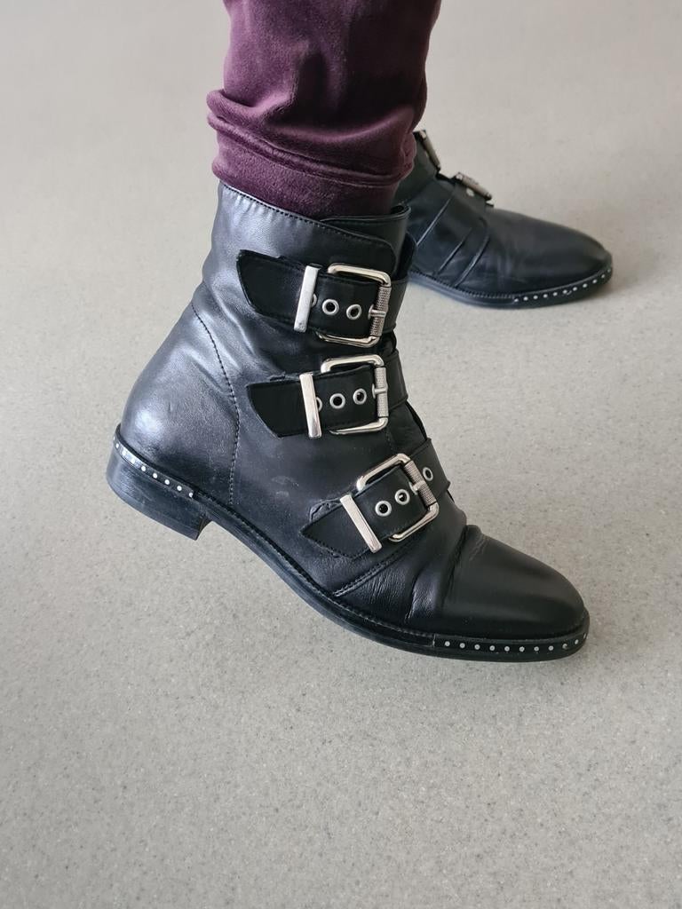 Te koop zwarte leren enkellaarzen, merk Stefano Lauran, maat, Kleding | Dames, Schoenen, Zwart, Lage of Enkellaarzen, Ophalen of Verzenden