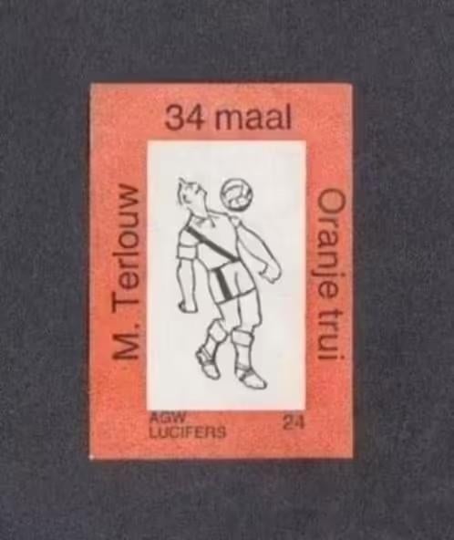 Lucifermerk Rinus Terlouw Voetbal Sparta Oranje., Ophalen of Verzenden, Zo goed als nieuw