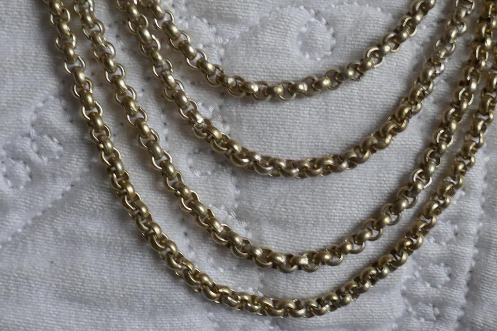 Ketting Jasseron  van 4 rijen, Sieraden, Tassen en Uiterlijk, Kettingen, Verzenden, Zo goed als nieuw, Goud, Overige materialen