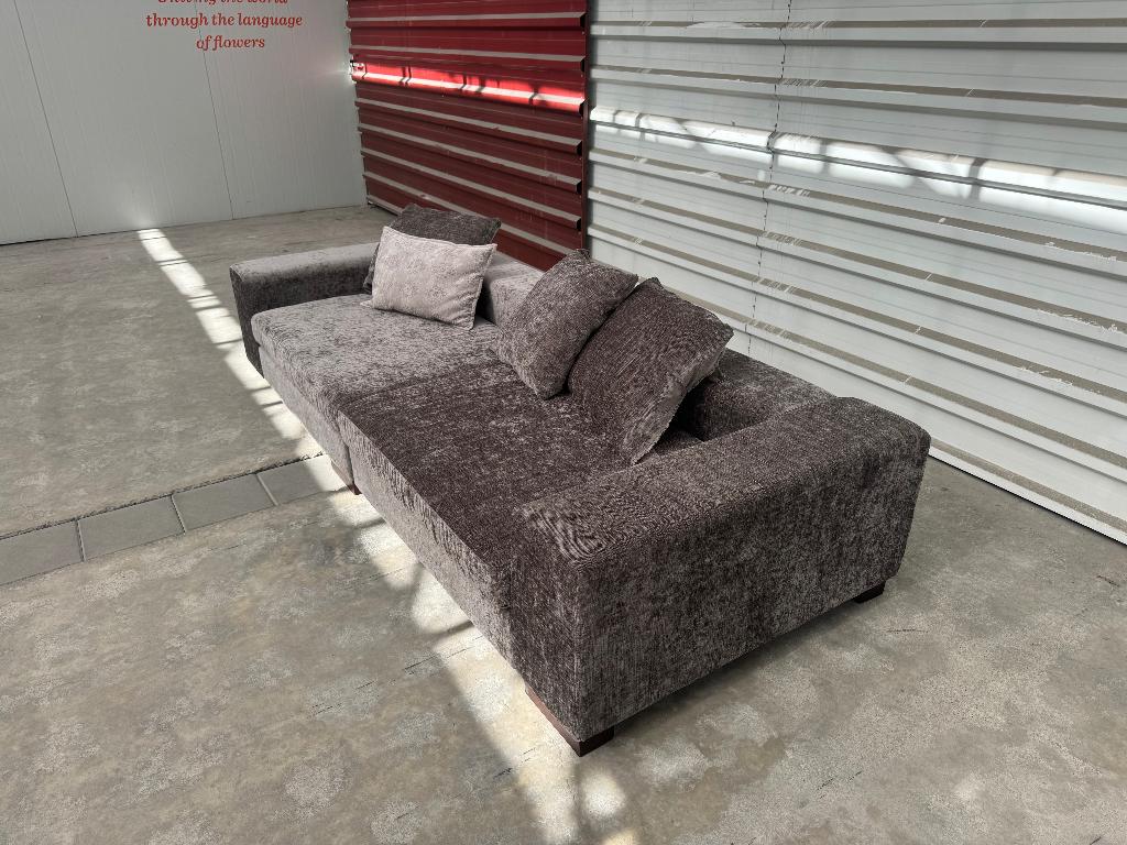 Luxe Loungebank in Zilver/Grijs Velours, 250 tot 300 cm, 100 tot 125 cm, Velours, Mijnsherenweg