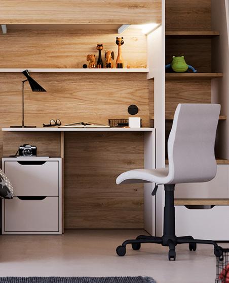 New Options hoogslaper - 90x200 - Eiken/beige, Niet ingevuld, Niet ingevuld, Niet ingevuld