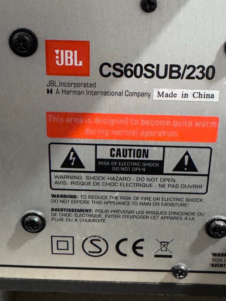 JBL CS60SUB/230 subwoofer, Ophalen, Gebruikt, 120 watt of meer, Subwoofer