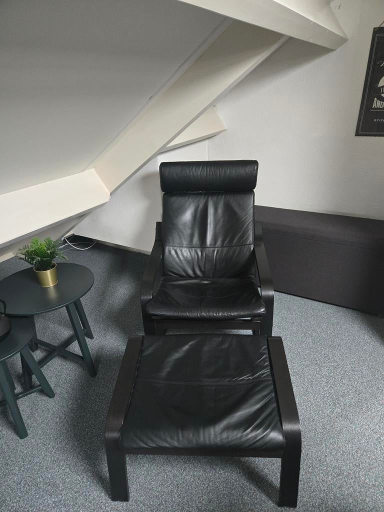Ikea poang stoel leer, Huis en Inrichting, Fauteuils, Ophalen of Verzenden, 75 tot 100 cm, Leer, 50 tot 75 cm