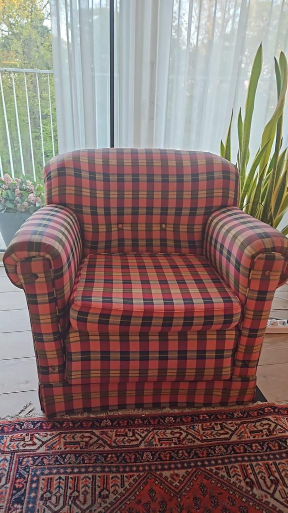 Comfortabele Engelse fauteuil - Geruit patroon, Ophalen, Gebruikt, 75 tot 100 cm, 75 tot 100 cm
