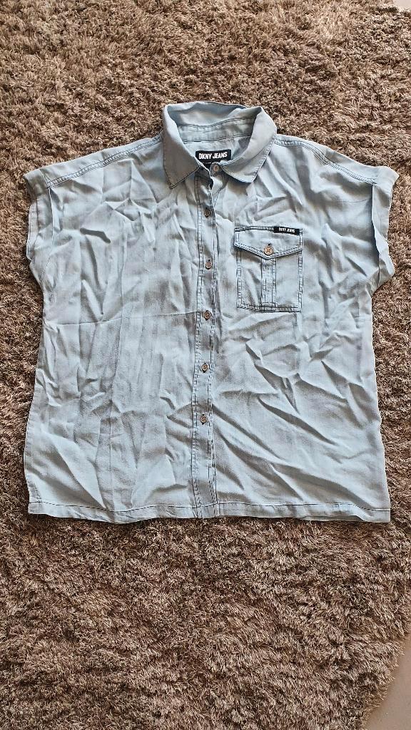 DKNY Jeans Lichtblauwe Blouse M, Kleding | Dames, Blouses en Tunieken, Gedragen, Maat 38/40 (M), Blauw, Ophalen of Verzenden