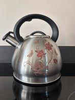 Fluitketel voor inductie - RVS met bloemmotief, Ophalen of Verzenden, Nieuw