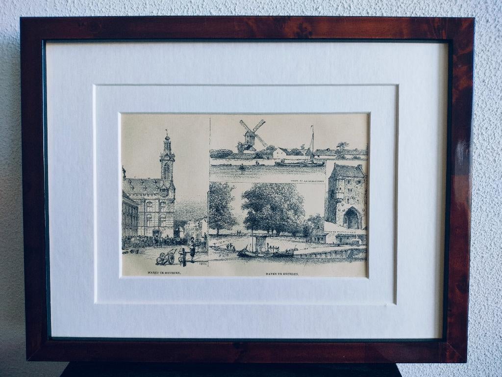 Craandijk Litho Heusden Markt Ammerzoden Haven 1880 (88), Antiek en Kunst, Ophalen of Verzenden