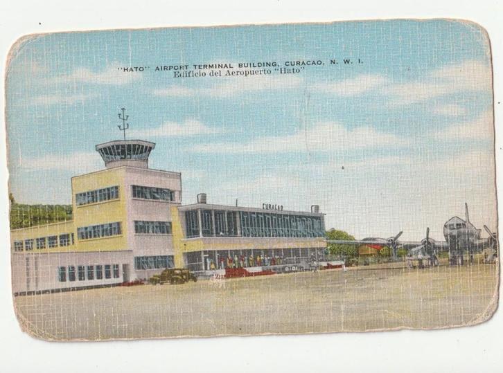 Hato Airport Curacao oude ansichtkaart, Verzamelen, Luchtvaart en Vliegtuigspotten, Gebruikt, Kaart, Foto of Prent, Verzenden
