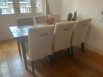 6 Eetkamerstoelen - Gebruikte Staat, Huis en Inrichting, Stoelen, Gebruikt, Wit, Ophalen of Verzenden, Stof
