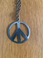 Zilverkleurige peace ketting, Ophalen of Verzenden, Zo goed als nieuw, Zilver, Kruis of Symbool