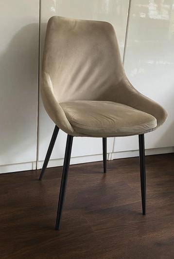 4 Velours Eetkamerstoelen - Lichtgrijs/Champagne beschikbaar voor biedingen