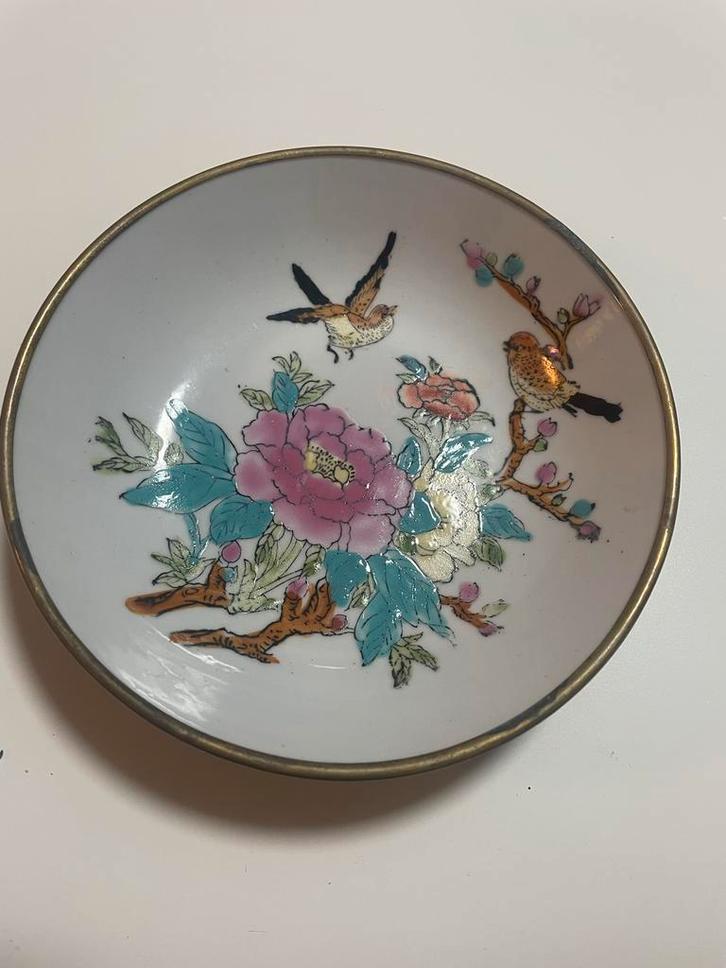 Antiek Chinees Schoteltje met Vogelmotief, Antiek en Kunst, Antiek | Wandborden en Tegels, Ophalen of Verzenden