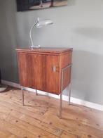 Vintage kastje - Mini bar - hout met uitklap klep en lampjes, Gebruikt, Ophalen