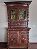 Antieke kast met glas in lood, Ophalen of Verzenden