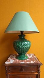 Vintage lamp, groene aardewerken voet, groene kap, Huis en Inrichting, Lampen | Tafellampen, Overige materialen, Gebruikt, Vintage