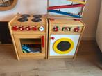 Houten fornuisje en houten wasmasmachine, Kinderen en Baby's, Speelgoed | Houten speelgoed, Ophalen, Gebruikt