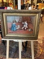 Twee kinderen spelen met katten., Ophalen of Verzenden