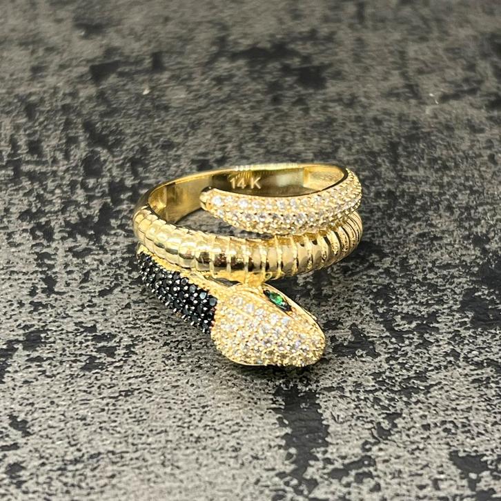 14k gouden ring slang prachtig model, Sieraden, Tassen en Uiterlijk, Ringen, Zo goed als nieuw, Heer, 20 of groter, Goud, Ophalen of Verzenden