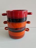 3 Retro soepkommen oranje en rood, Ophalen of Verzenden, Huis en Inrichting