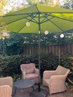 Parasol 2,5 mtr rond, Ophalen, Kantelbaar, 2 tot 3 meter, Zo goed als nieuw