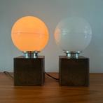 2x tafellamp, bollamp, Osmar Firanze Italy, vintage, jr 60, Ophalen of Verzenden, Zo goed als nieuw, Kunststof, Minder dan 50 cm
